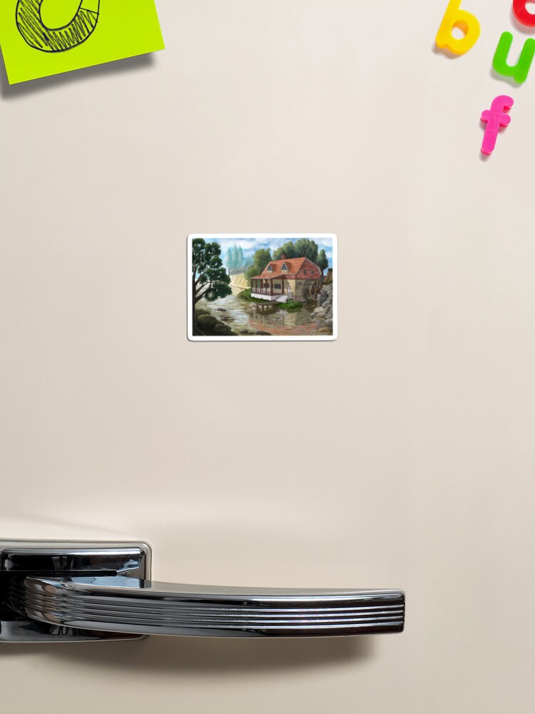 Thumbnail 1 of 3, Magnet, Old water mill by the river designed and sold by MarkozeArts.