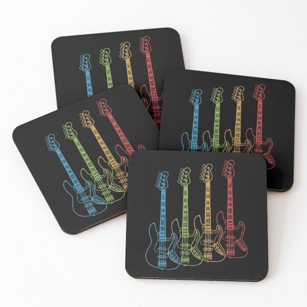 Item preview, Four J-Style Bass Guitar Outlines Multi Color designed and sold by nightsworthy.