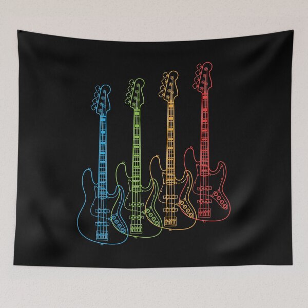 Item preview, Four J-Style Bass Guitar Outlines Multi Color designed and sold by nightsworthy.
