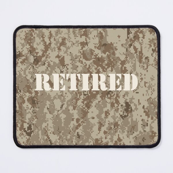 Item preview, NWU type II AOR-1, desert digital camouflage pattern swatch. US. Marines, US.Navy text: RETIRED typographic designed and sold by NineJuly.
