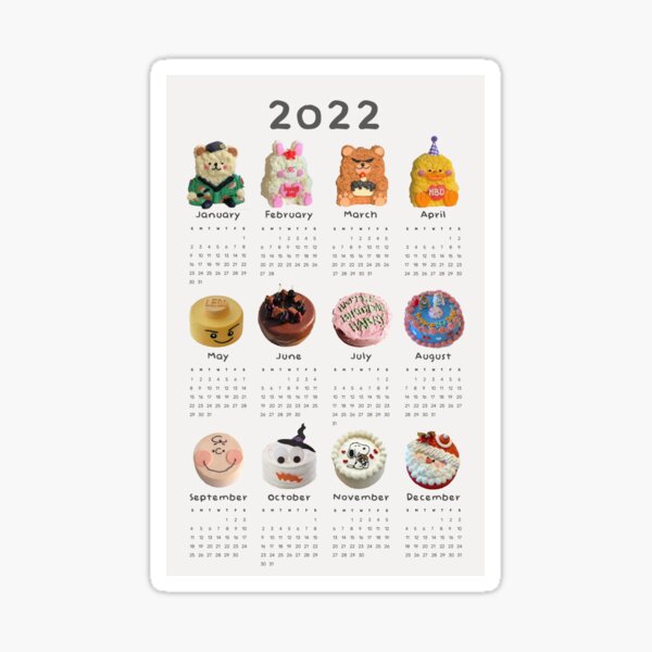 2022 Calendar for cake lovers!\