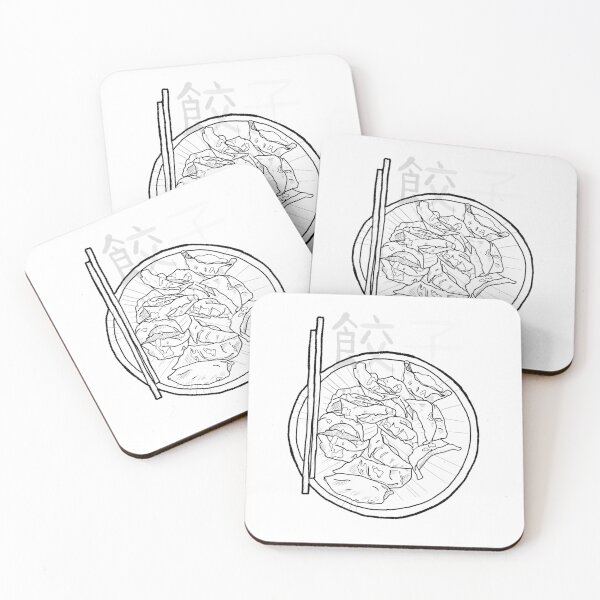 Item preview, A plate of gyoza b&w linework 餃子 designed and sold by Dopamine Dumpster.