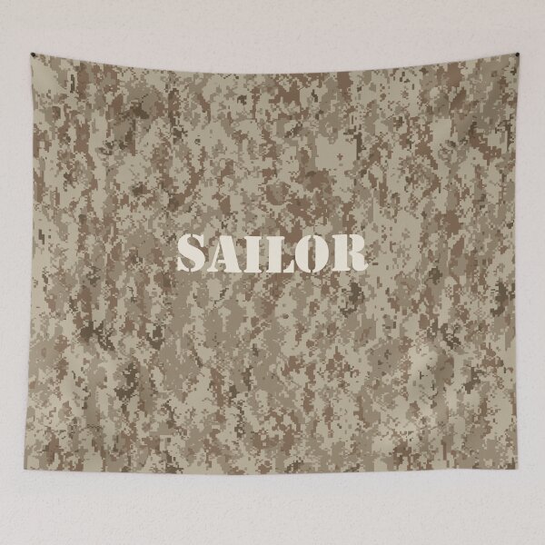 Item preview, NWU type II AOR-1, desert digital camouflage pattern swatch. US. Marines, US.Navy text: SAILOR typographic designed and sold by NineJuly.