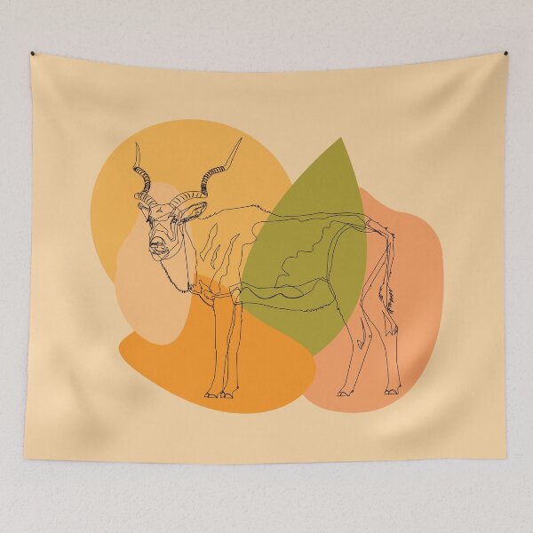 Item preview, Addax abstract line art colored background wildlife, wild animals art, Bovidae family, sahara desert, antelope deer designed and sold by SGS-.