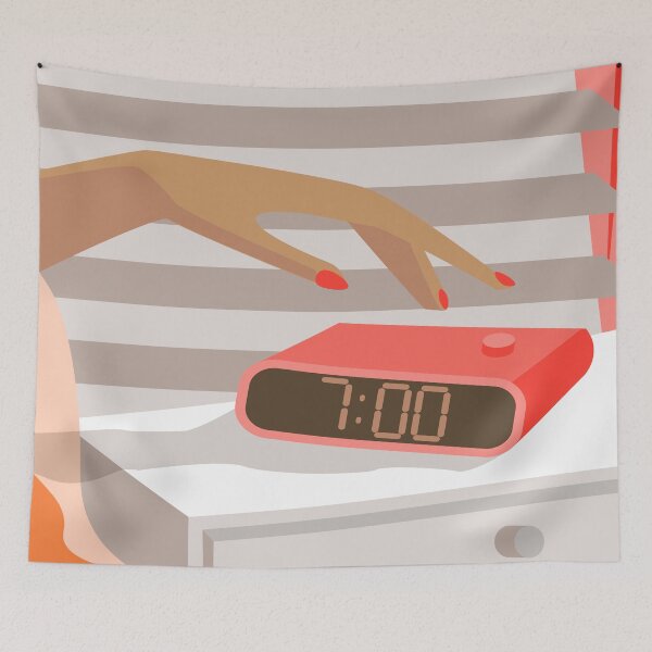 Item preview, Womans hand pushing on snooze button designed and sold by CutieBlue.