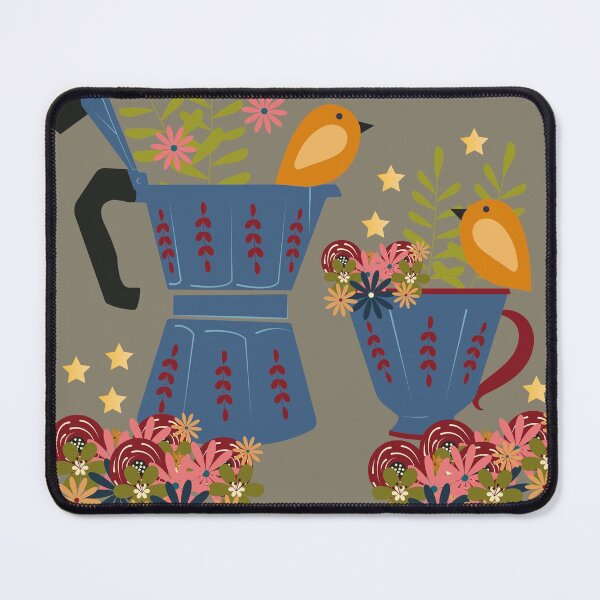 Item preview, cute birds and a moka coffee machine designed and sold by FerramentArt.