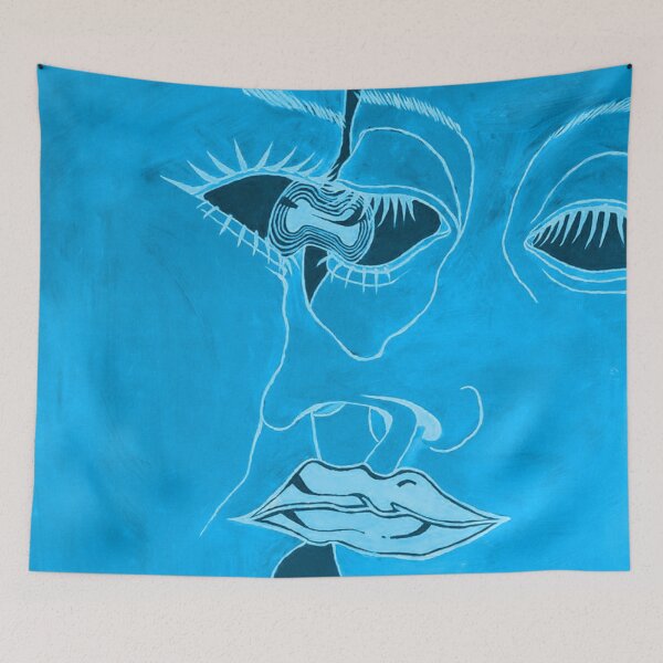 Item preview, Blue Melting Faces | Abstract Artwork Graphic Print Design designed and sold by Mikiko-Clothing.