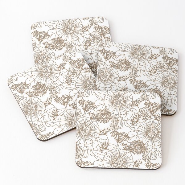 Item preview, Brown and White Hand Drawn Floral Pattern Pairs DE 2022 Trending Color Brown Bear DE6140 designed and sold by ColorOfTheYears.