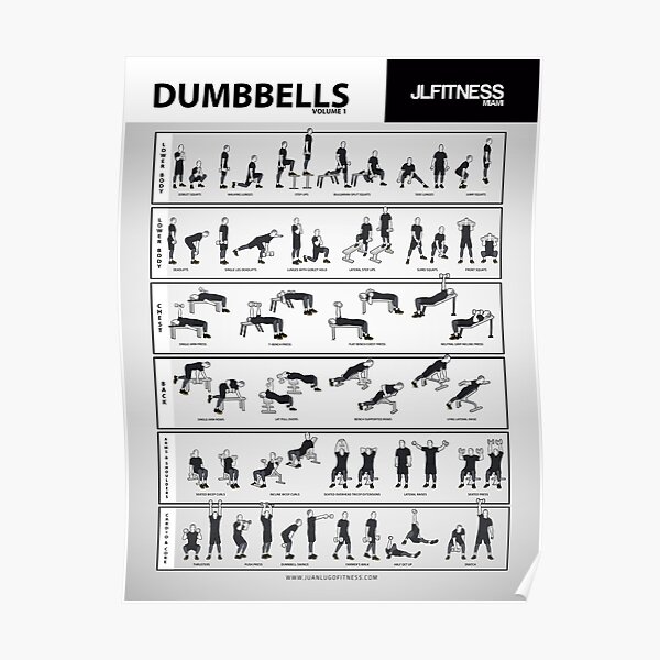 Dumbbell Training Poster- 31 Illustrated Exercises Poster