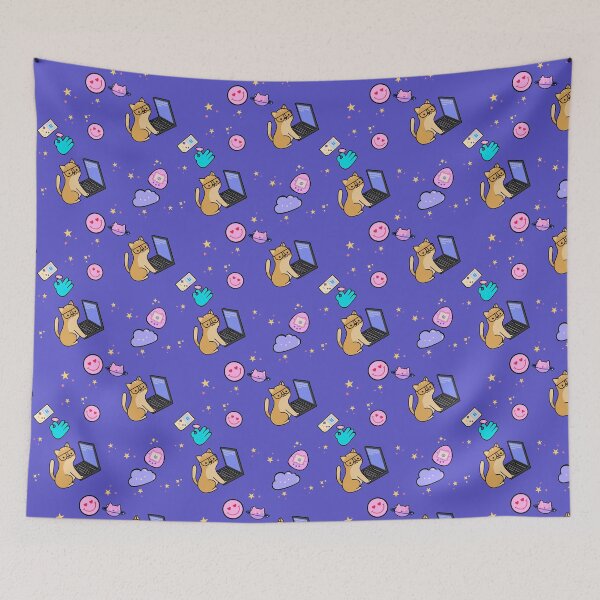 Item preview, Kawaii Seamless Pattern Floor Pillow, Cute Kawaii Retro Graphic designed and sold by GO SHIRT-TEE.
