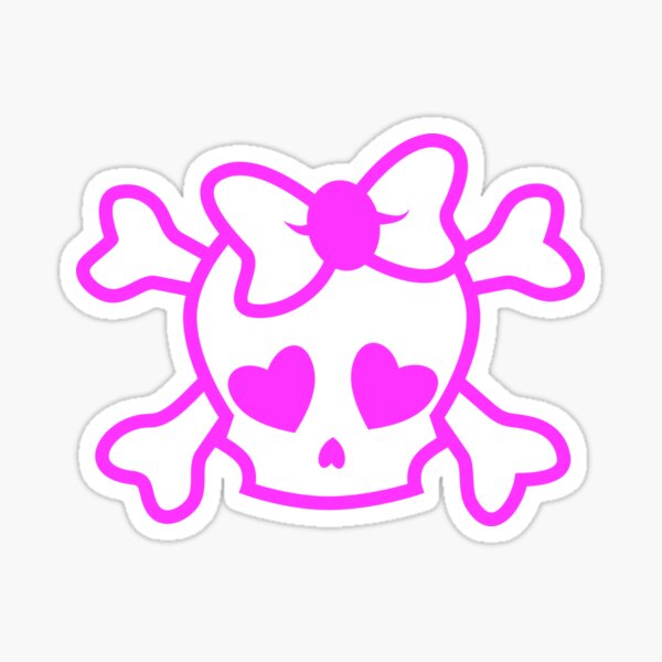  Pink  girly emo  skull with bow teenage girl on black 