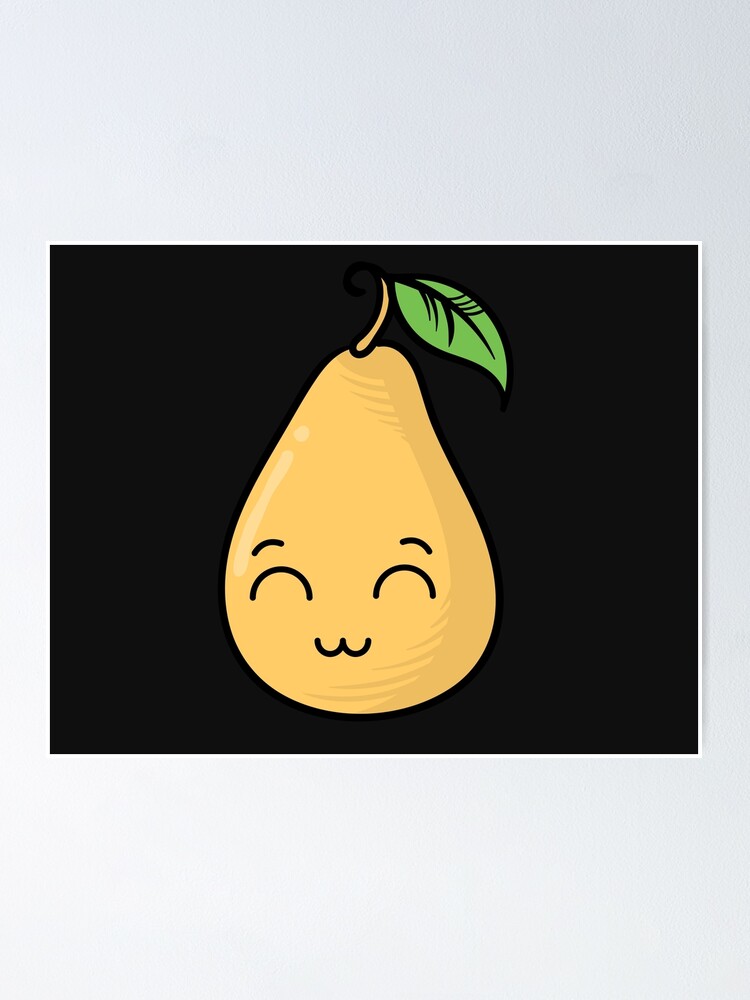 Happy Kawaii Pear Poster For Sale By Protonproject Redbubble 