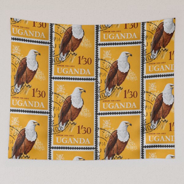 Item preview, Vintage stamp featuring a native Sea Eagle from Uganda designed and sold by CoreImaging.