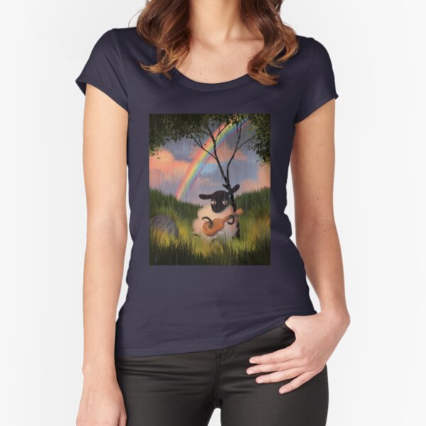 Sheep Playing Guitar Fitted Scoop T-Shirt