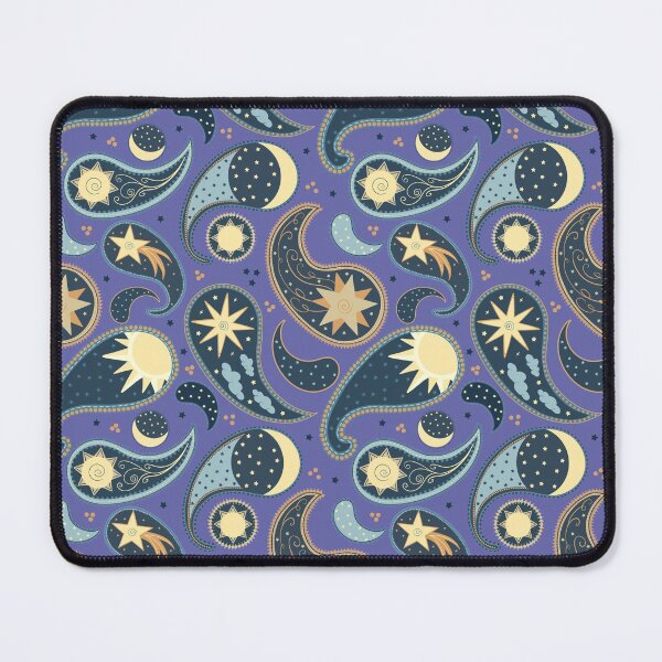 Item preview, Celestial Paisley Pattern in Blue and Periwinkle Very Peri - Sun, Moon and Stars designed and sold by OstarasAttic.