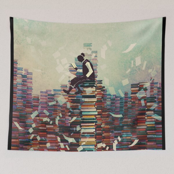 Item preview, Man Reading Book While Sitting on Pile of Books designed and sold by ONORMAL.