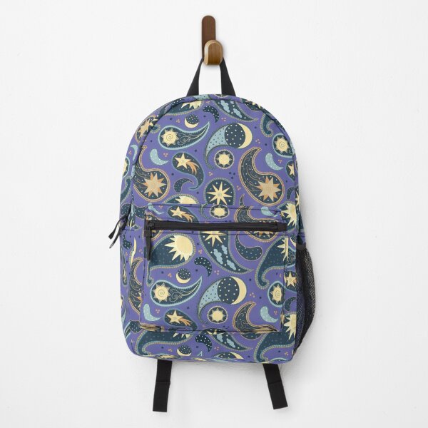 Item preview, Celestial Paisley Pattern in Blue and Periwinkle Very Peri - Sun, Moon and Stars designed and sold by OstarasAttic.