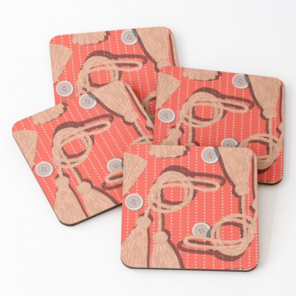 Item preview, Tassels and Buttons on Stripes - Pink, Blush, Salmon Pink designed and sold by Jasrese.