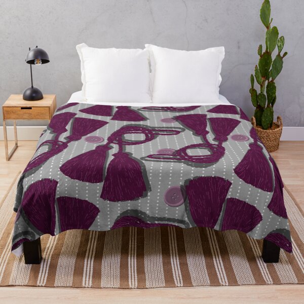 Artikelvorschau, Tassels and Buttons on Stripes - Gray, Lilac, Purple entworfen und verkauft von Jasrese.