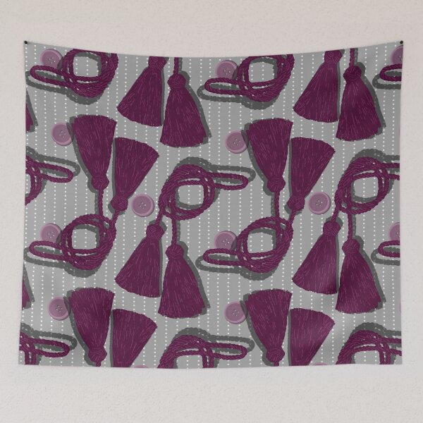 Item preview, Tassels and Buttons on Stripes - Gray, Lilac, Purple designed and sold by Jasrese.
