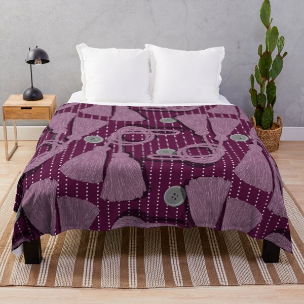 Artikelvorschau, Tassels and Buttons on Stripes - Purple, Gray, Lilac entworfen und verkauft von Jasrese.