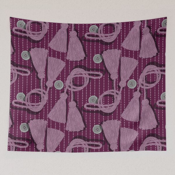 Item preview, Tassels and Buttons on Stripes - Purple, Gray, Lilac designed and sold by Jasrese.