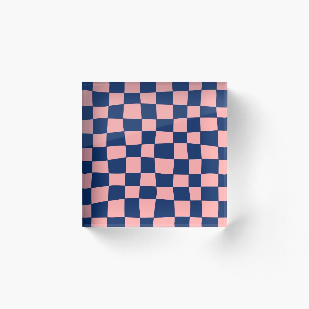 Hand Drawn Checkerboard Pattern (navy blue/pink) Art Board Print