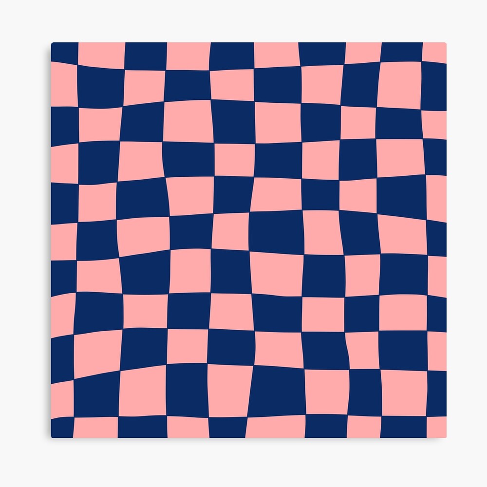 Hand Drawn Checkerboard Pattern (navy blue/pink) Art Board Print