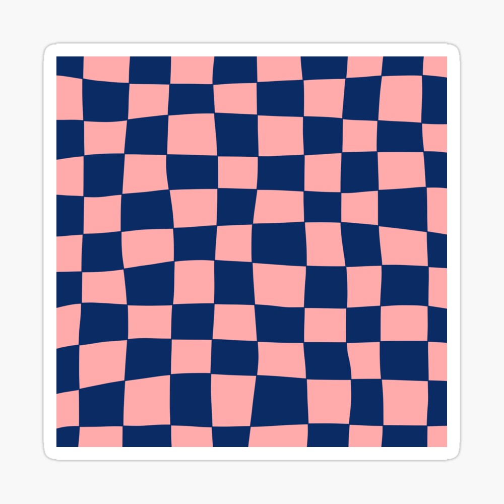 Hand Drawn Checkerboard Pattern (navy blue/pink) Art Board Print