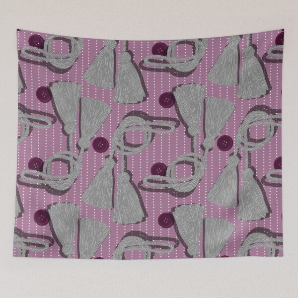 Item preview, Tassels and Buttons on Stripes - Lilac, Purple, Gray designed and sold by Jasrese.
