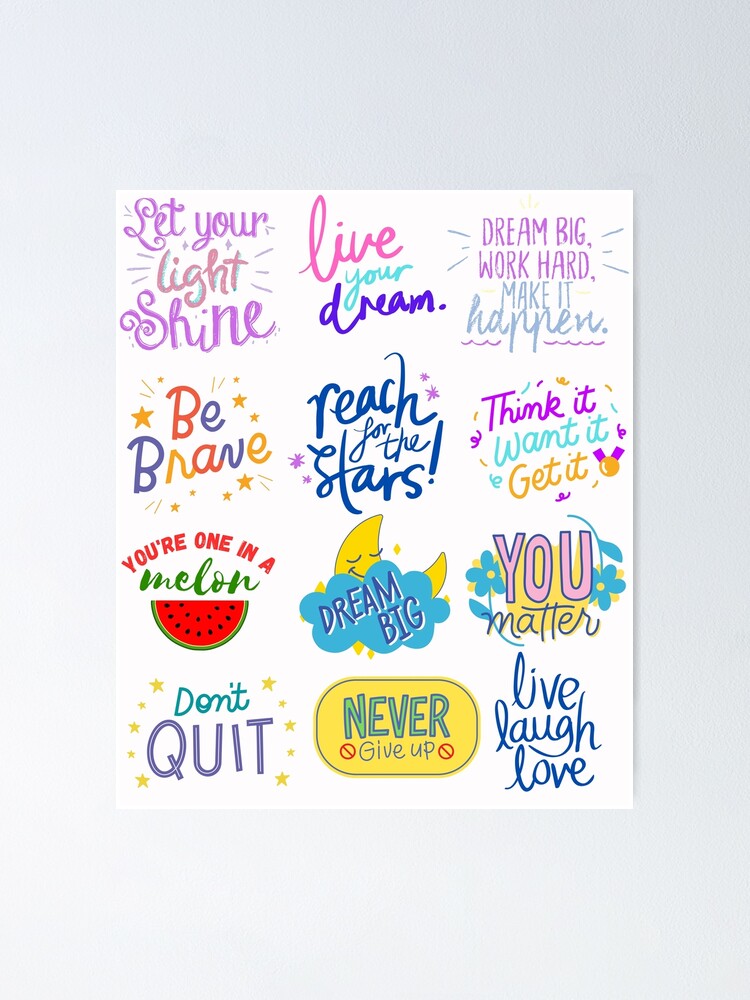 Sticker Pack, Positive Stickers, Motivational Stickers Poster for Sale by  PrestigeTingz