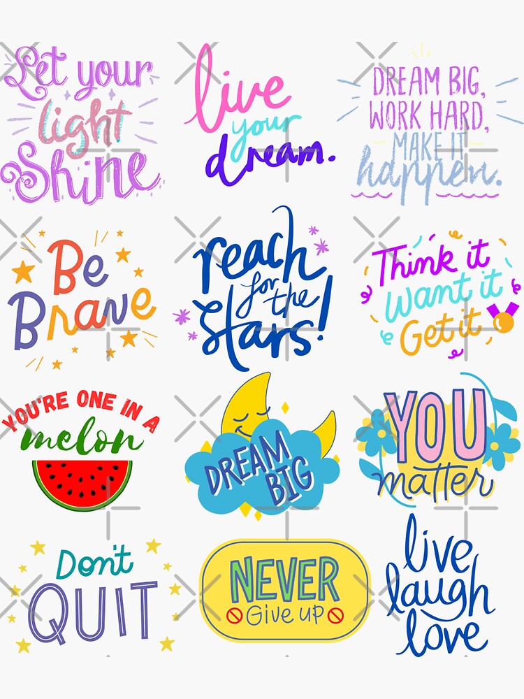 Sticker Pack, Positive Stickers, Motivational Stickers Sticker for Sale by  PrestigeTingz