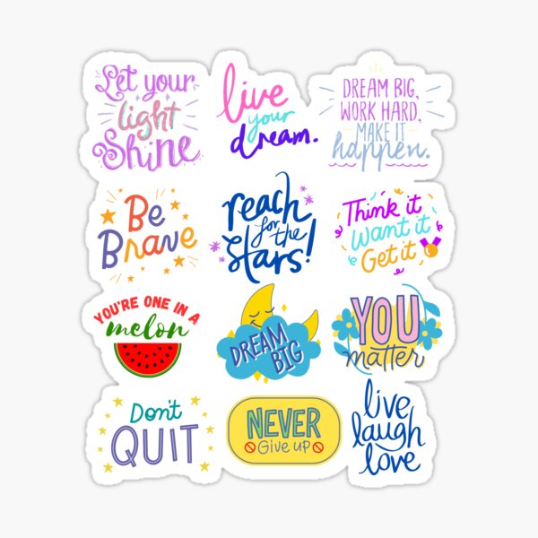 Sticker Pack, Positive Stickers, Motivational Stickers Sticker for Sale by  PrestigeTingz