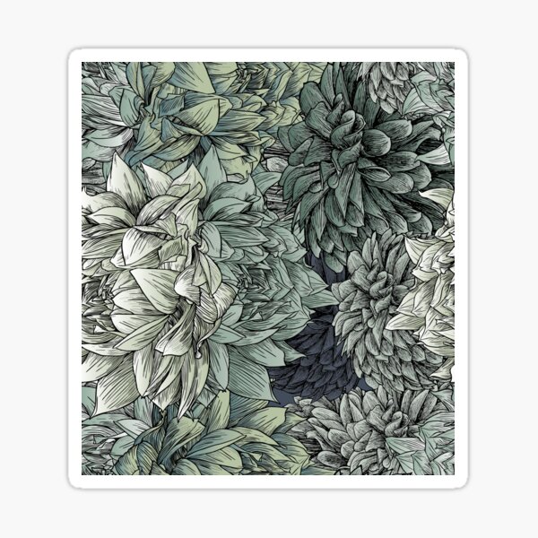Dahlias in Green Sticker