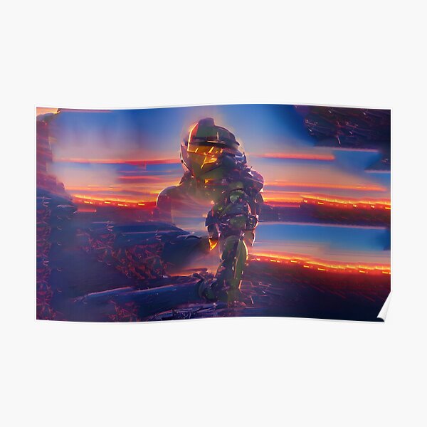 MASTER CHIEF Neon Abstract Art Poster