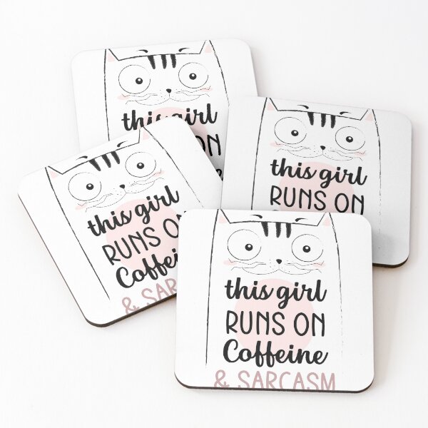 Item preview, Funny Quotes, This Girl Runs On Caffeine and Sarcasm, Coffee Lover Gift designed and sold by Eamali.