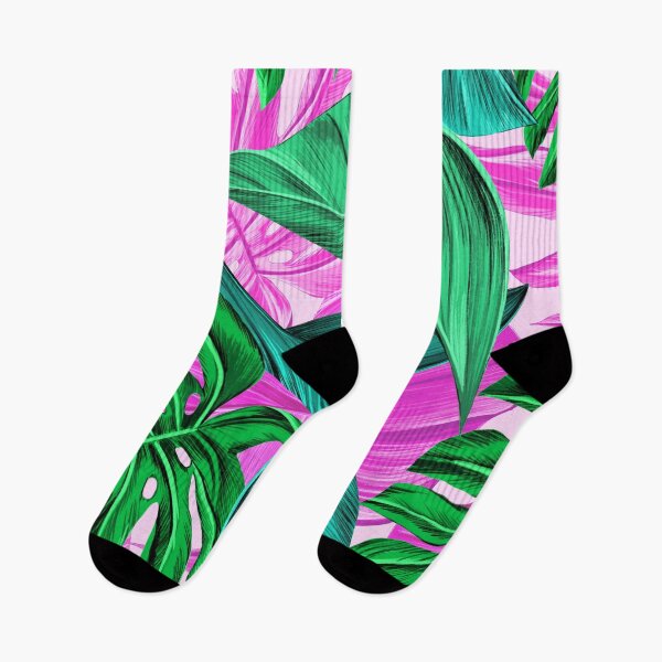 Item preview, TROPICAL GREEN LEAVES - PINK LEAF designed and sold by Kwayako.
