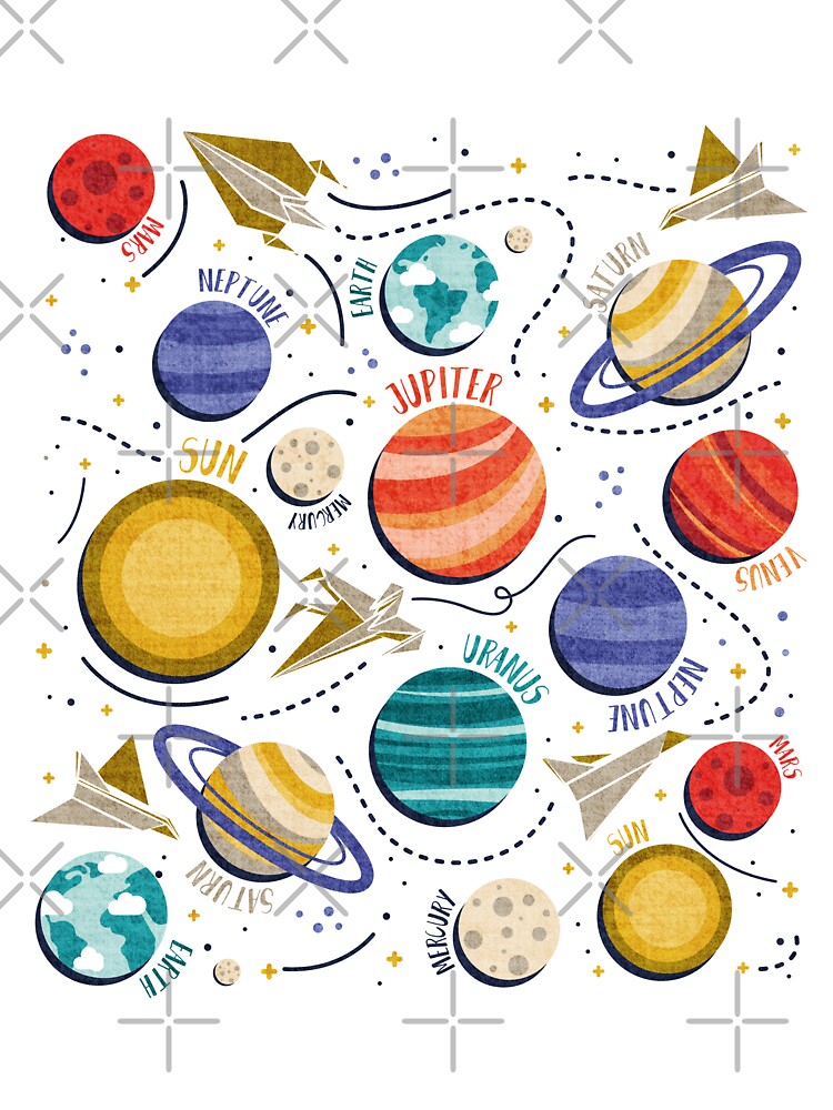 planets solar system white background