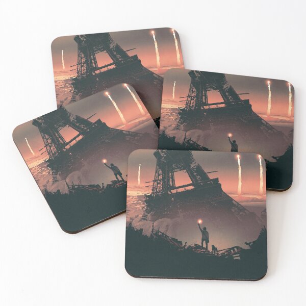 Item preview, Man and Dog Standing on City Ruins designed and sold by ONORMAL.