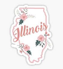 Floral Illinois Roses Sticker