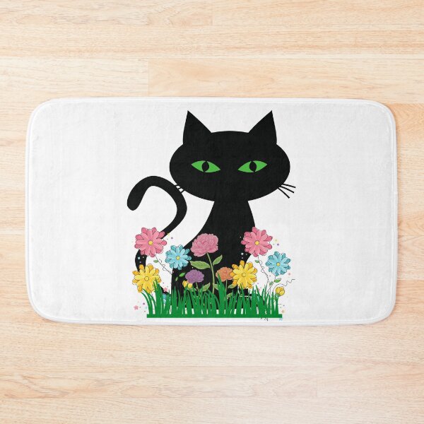 Item preview, Black Garden Cat with Colorful Flowers designed and sold by silviaol.