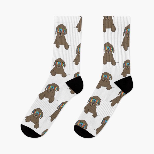 Item preview, Chocolate Labrador puppy Dog wearing 80's skiing sunglasses designed and sold by Captain-Jackson.