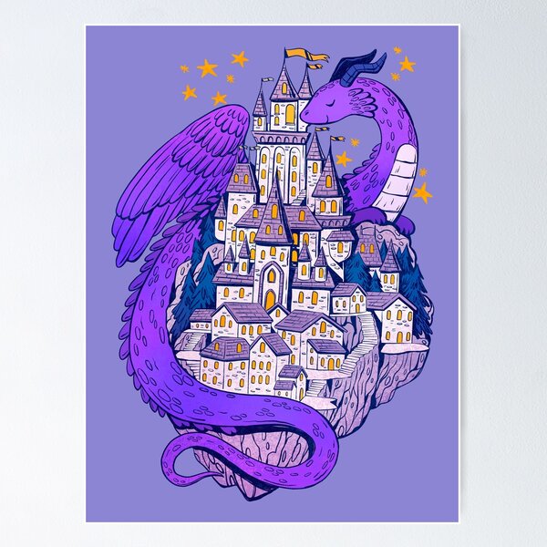 Item preview, Purple Dragon Guarding his Castle  designed and sold by michelledraws.