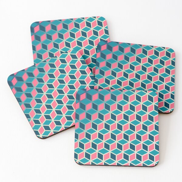 Item preview, Pink and Blue Isometric Cube Pattern designed and sold by Saanis.