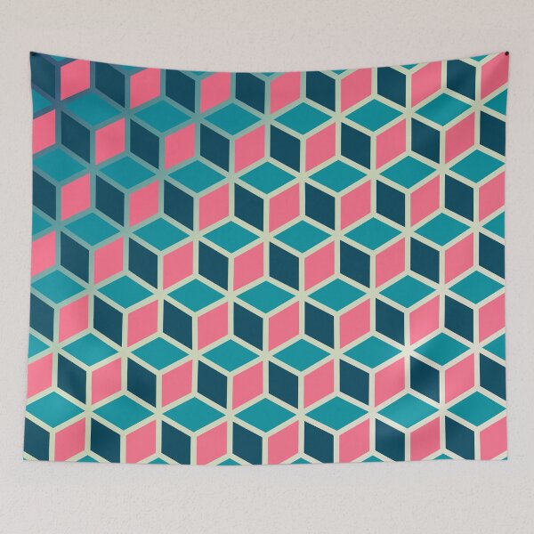 Item preview, Pink and Blue Isometric Cube Pattern designed and sold by Saanis.