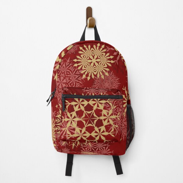 Item preview, Seamless Pattern of Golden Snowflakes Over Deep Red Background designed and sold by branaghbel.