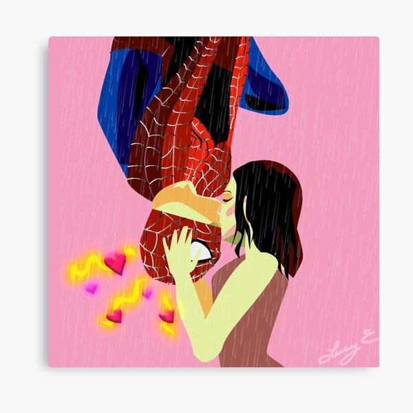 Spider-Man and Black Cat Upside Down Rose Kiss Poster 24x36 inches