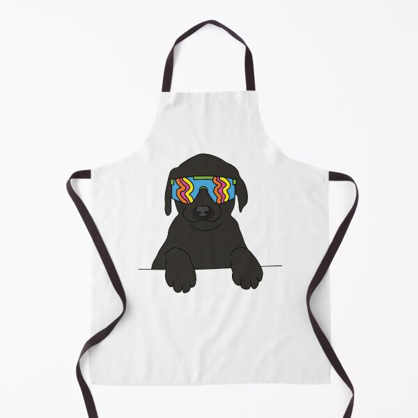 Item preview, black Labrador puppy Dog wearing 80's skiing sunglasses designed and sold by Captain-Jackson.