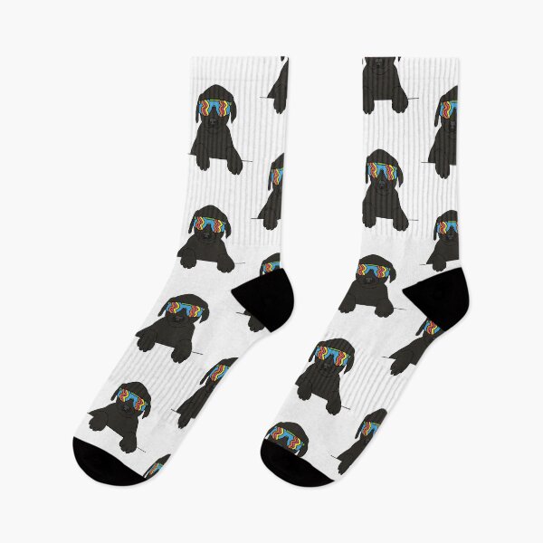 Item preview, black Labrador puppy Dog wearing 80's skiing sunglasses designed and sold by Captain-Jackson.