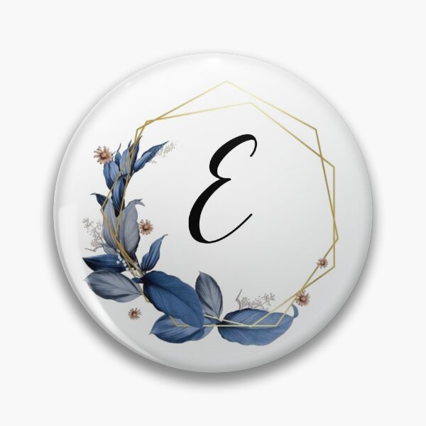 Item preview, Gold Frame Monogram with Blue Leaves | Monogram Letter E designed and sold by JustSeasons.